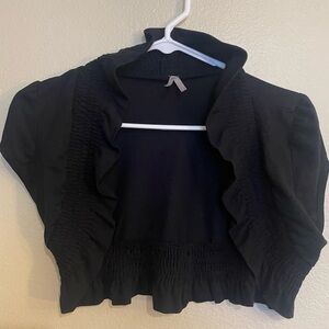 Black Ruffle Shrug L Like New